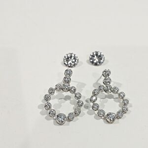 Price Drop! ✔️14K WG Circle Design Natural Diamond Drop Earrings ~ 2.12 ct Total